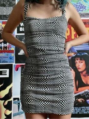 Urban Outfitters Black and White Checkerboard Mini Dress
